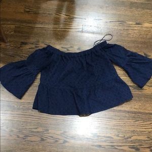Eyelet off the shoulder top